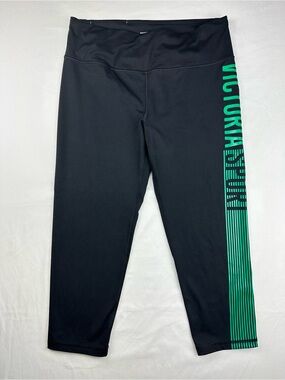 Victorias Secret Sport Black Green Capri Gym Leggings Workout Pants Activewear L